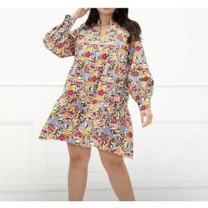 Eloquii Elements Womens Plus Size 22/24 Tiered Vibrant Floral Print Dress Boho